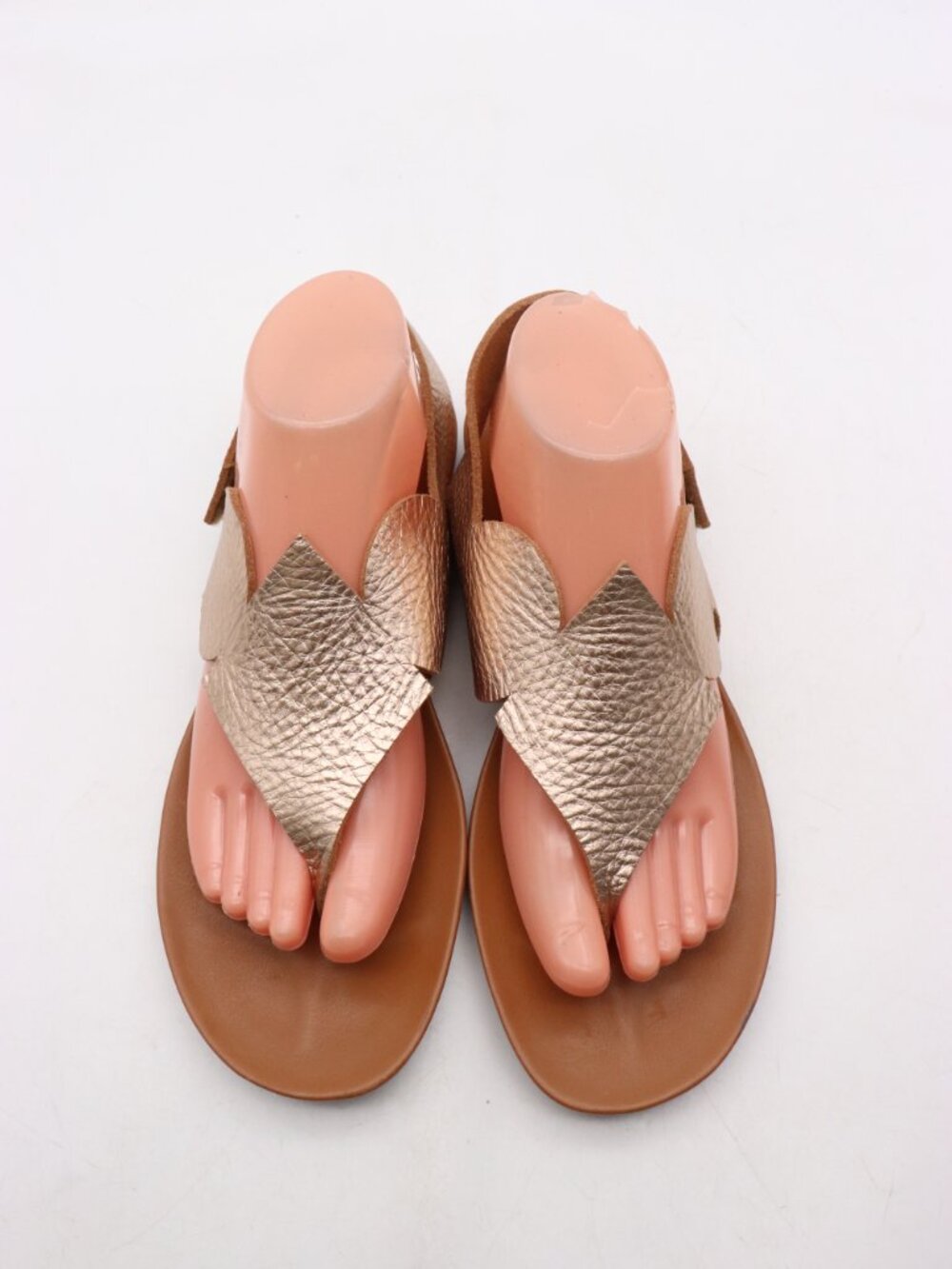 Pedro Garcia Women’s EU 39.5 Metallic Gold Leather Thong Slip-On Flat Sandals